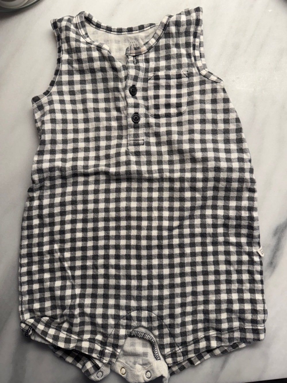 GAP Black & White Gingham Sleeveless Baby Romper